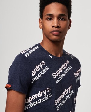 Superdry International All Over Print Férfi Pólók Kék | ZGRVW2956